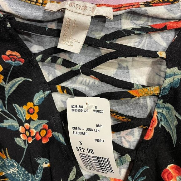 Black, Funky Floral Pattern Long Sleeved Maxi Dress - Picture 3 of 3